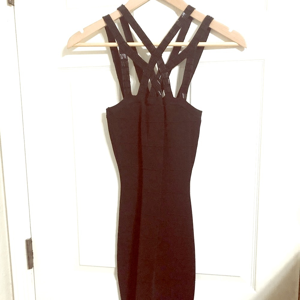 Black Bebe bandage dress